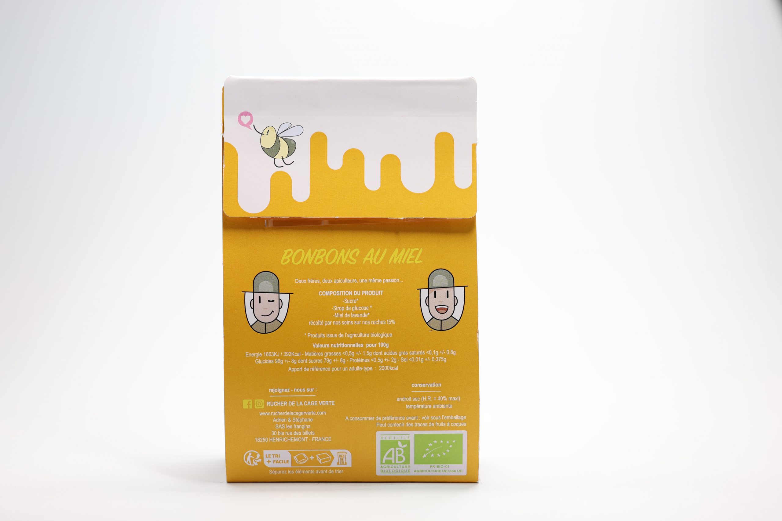 bonbons au miel 150g Miel biologique Rucher de la cage verte Apiculture bio biologique Produits de la ruche Miel du Berry Produits au miel bio Miels de saison Artisanat apicole Abeilles butineuses Ruche en ligne Propolis naturelle abeilles Apithérapie Pollinisation Saveurs du terroir Agriculture biologique Éco-responsable Conservation de l'environnement Récolte respectueuse Apiculture Centre Val de Loire Sologne Berry Cher Bourges paris ile de France allogny Orléans tour Paris Henrichemont miel de printemps miel acacia
miel lavande miel de châtaignier
miel oignon
miel toutes fleurs Sologne
miel toutes fleurs été miel acacia spiruline miel acacia curcuma miel acacia gingembre miel acacia piment d’Espelette Bonbons au miel et sève de pins Bonbons au miel de lavande Boules fourrées au miel de lavande